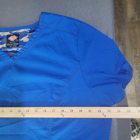 Dickies Women's XL Scrub Top Royal Blue Pockets Utility Loop Nurse Dr Tech Med - Picture 8 of 12